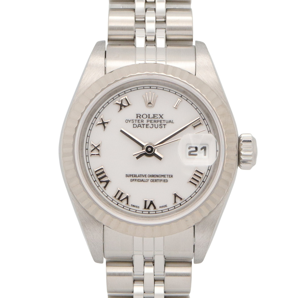 Rolex Datejust Y-serial watch, 18K white gold (WG) stainless steel, ladies', ...